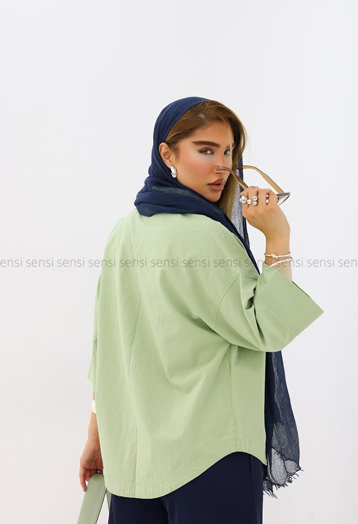 شومیز یقه هفت لینن کد1006058